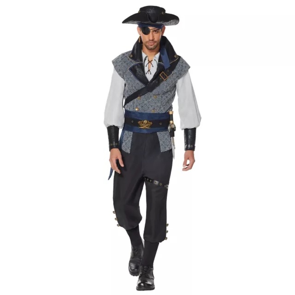 Spirit Signature Deluxe Privateer Pirate Costume in Black, White & Navy